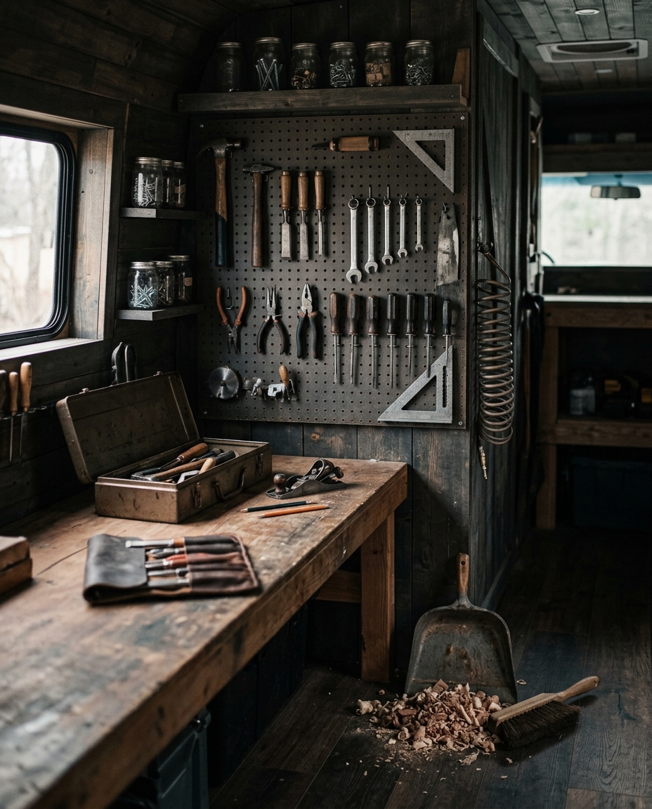 Atelier et outillage rangé de Travaux Express Lux